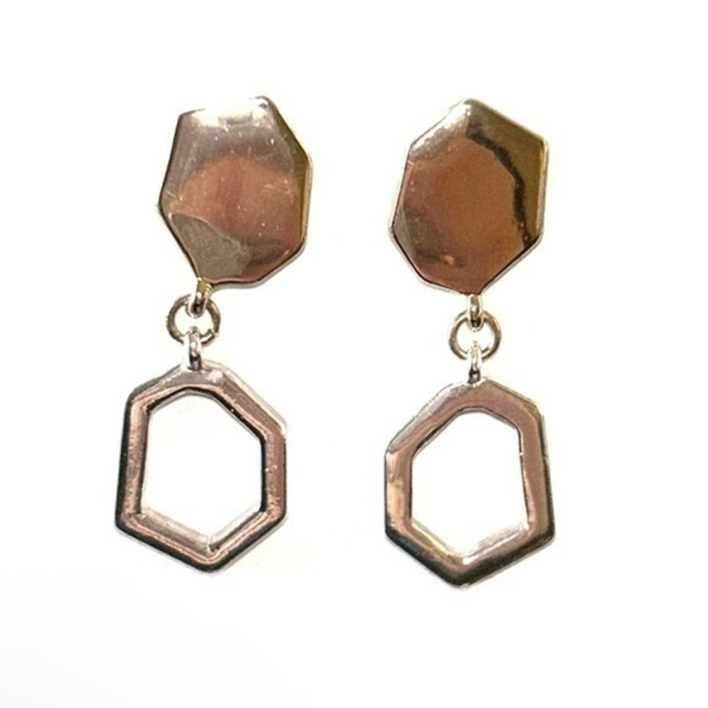 Gold and Silver Geometric Drop Earrings